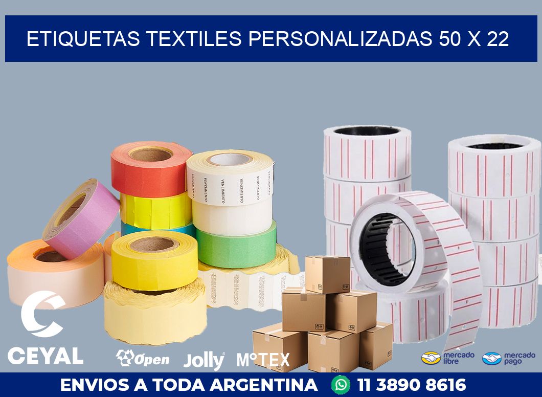 ETIQUETAS TEXTILES PERSONALIZADAS 50 x 22