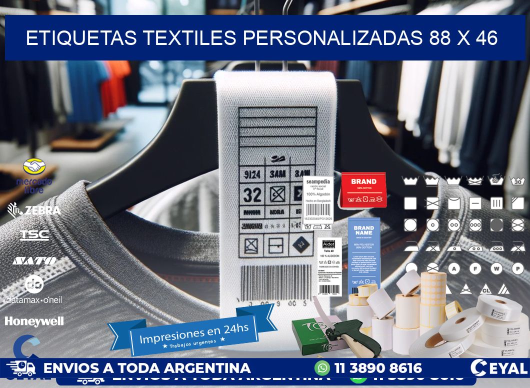 ETIQUETAS TEXTILES PERSONALIZADAS 88 x 46