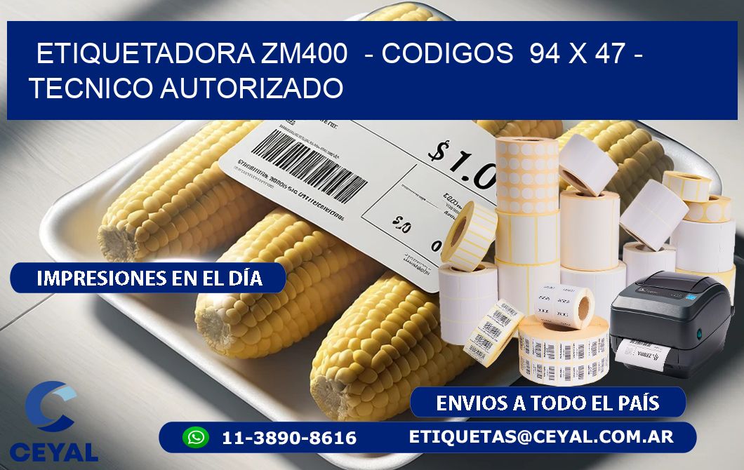 ETIQUETADORA ZM400  – CODIGOS  94 x 47 – TECNICO AUTORIZADO