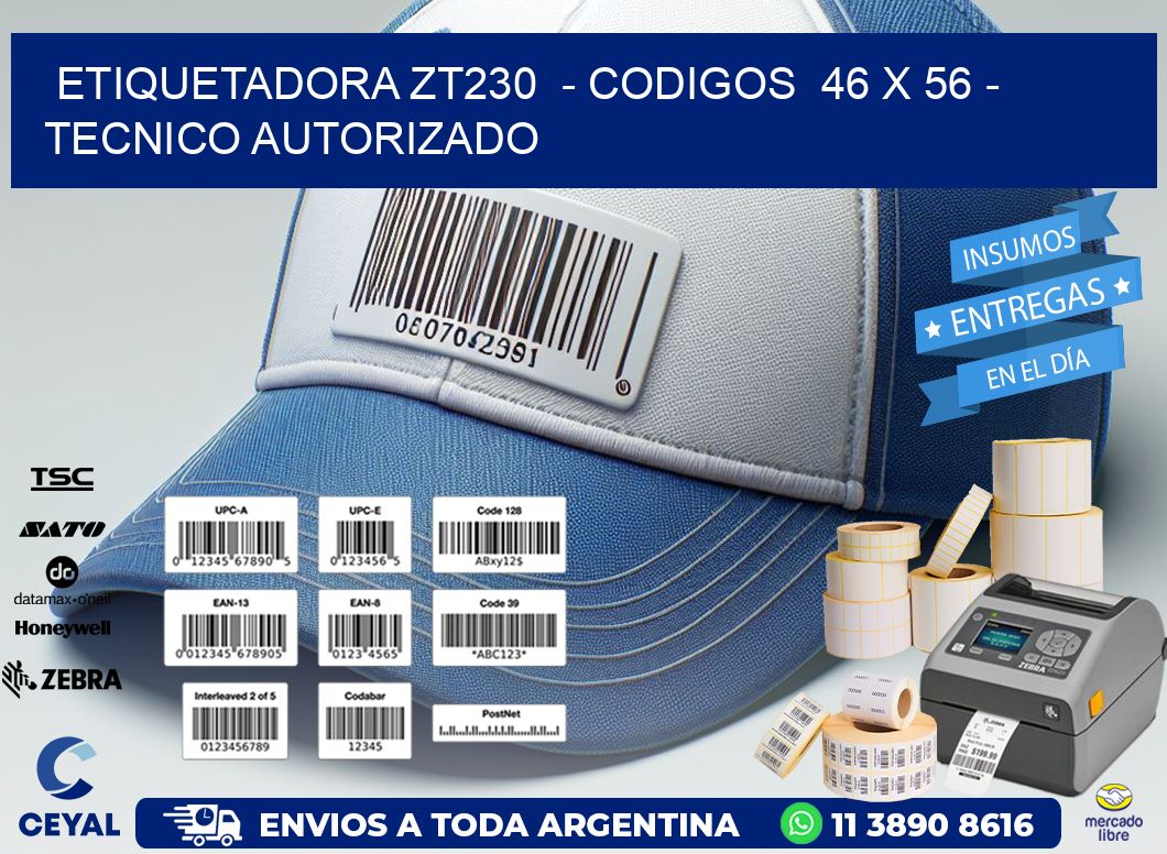 ETIQUETADORA ZT230  – CODIGOS  46 x 56 – TECNICO AUTORIZADO