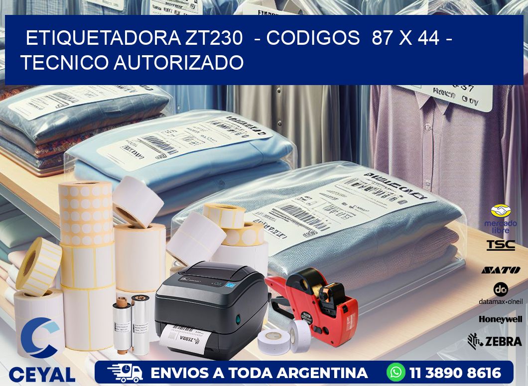 ETIQUETADORA ZT230  - CODIGOS  87 x 44 - TECNICO AUTORIZADO