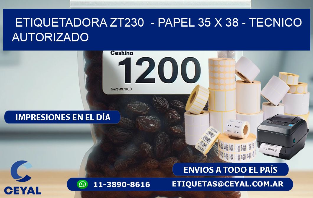 ETIQUETADORA ZT230  – PAPEL 35 x 38 – TECNICO AUTORIZADO