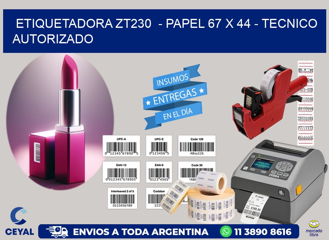 ETIQUETADORA ZT230 - PAPEL 67 x 44 - TECNICO AUTORIZADO