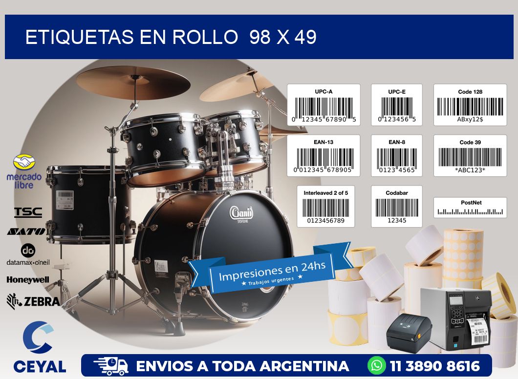 ETIQUETAS EN ROLLO 98 x 49