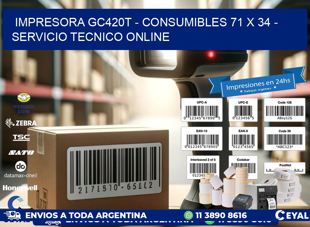IMPRESORA GC420T – CONSUMIBLES 71 x 34 – SERVICIO TECNICO ONLINE