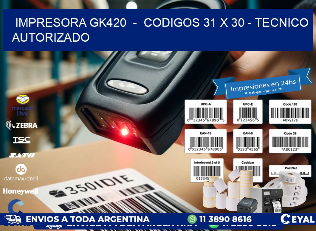IMPRESORA GK420 - CODIGOS 31 x 30 - TECNICO AUTORIZADO