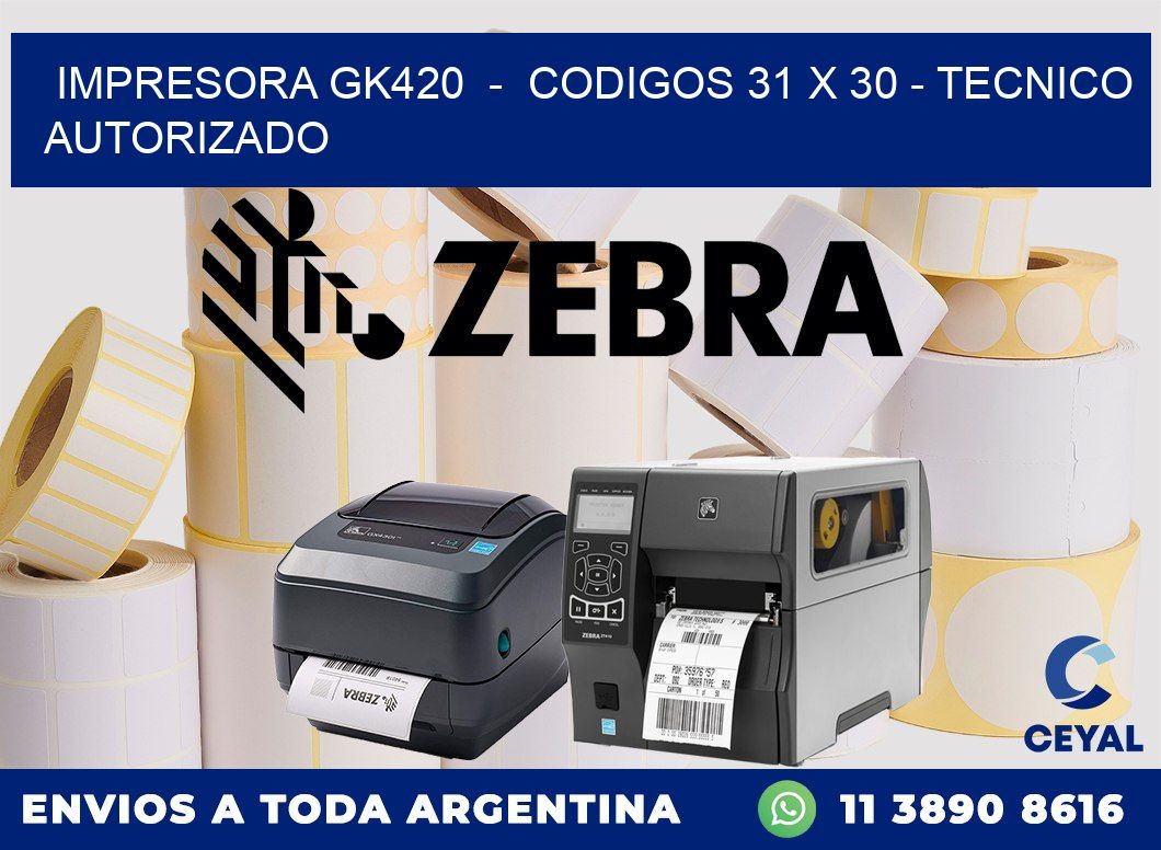 IMPRESORA GK420 - CODIGOS 31 x 30 - TECNICO AUTORIZADO