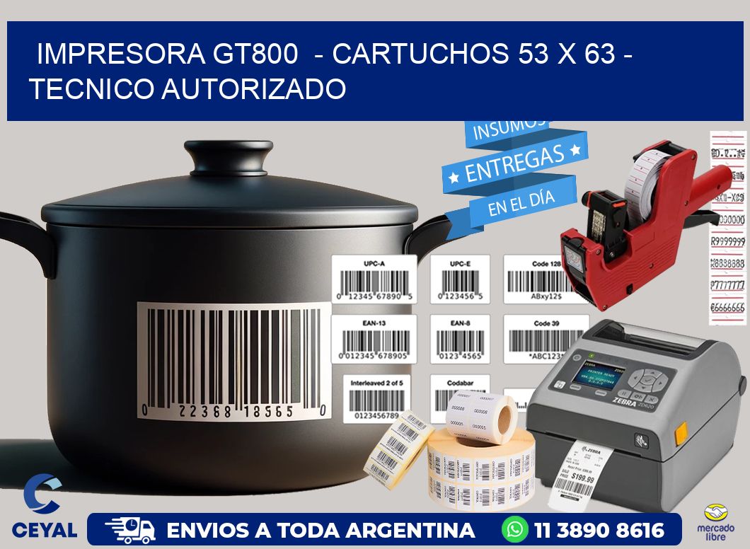 IMPRESORA GT800  - CARTUCHOS 53 x 63 - TECNICO AUTORIZADO