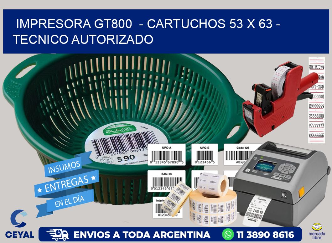 IMPRESORA GT800  - CARTUCHOS 53 x 63 - TECNICO AUTORIZADO