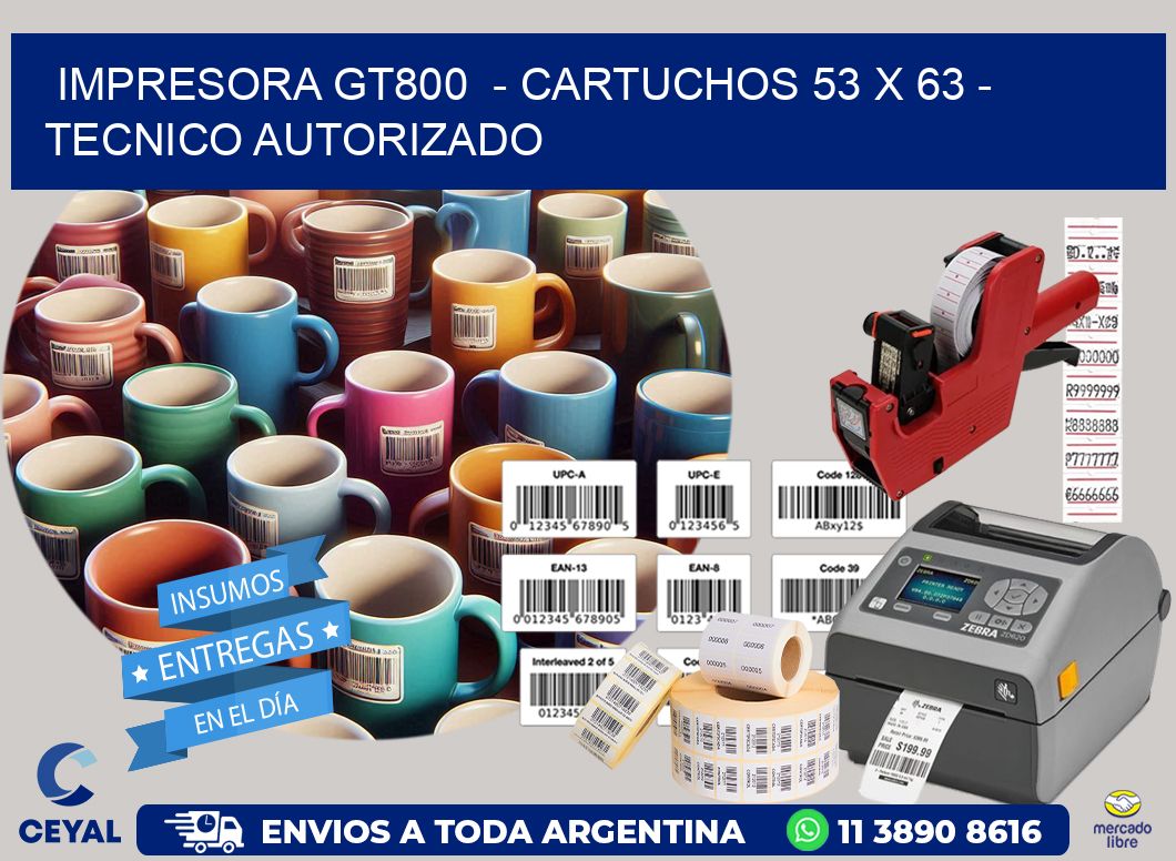 IMPRESORA GT800  – CARTUCHOS 53 x 63 – TECNICO AUTORIZADO