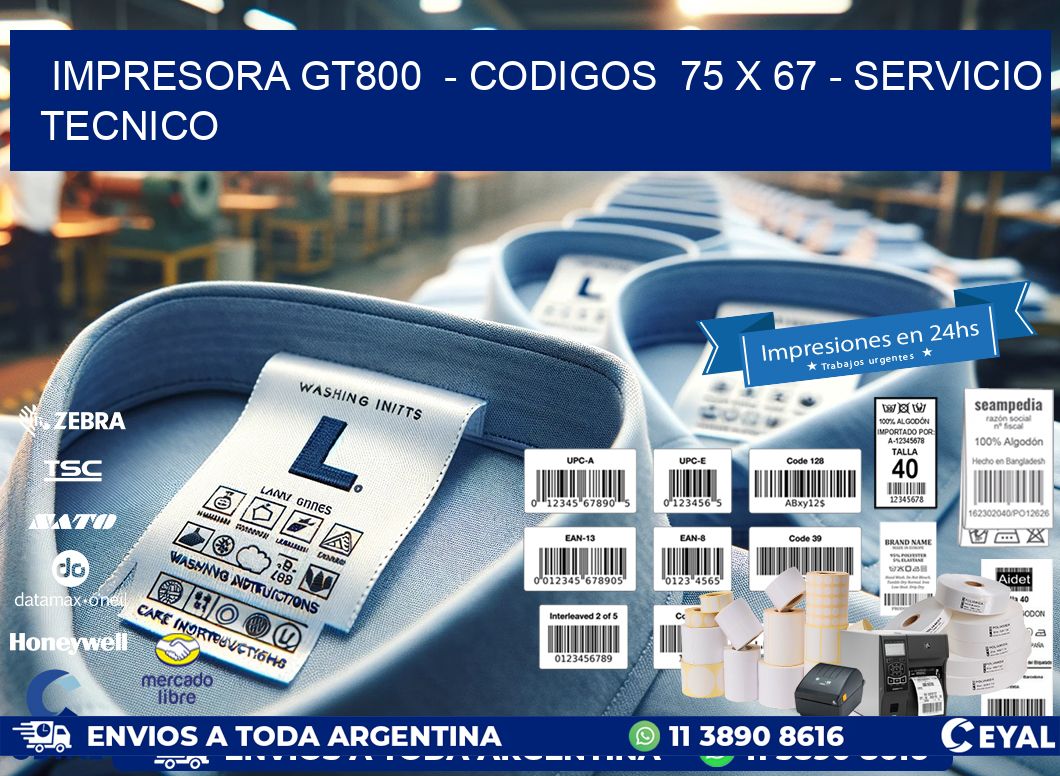 IMPRESORA GT800 - CODIGOS 75 x 67 - SERVICIO TECNICO
