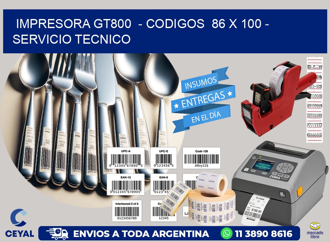 IMPRESORA GT800 - CODIGOS 86 x 100 - SERVICIO TECNICO