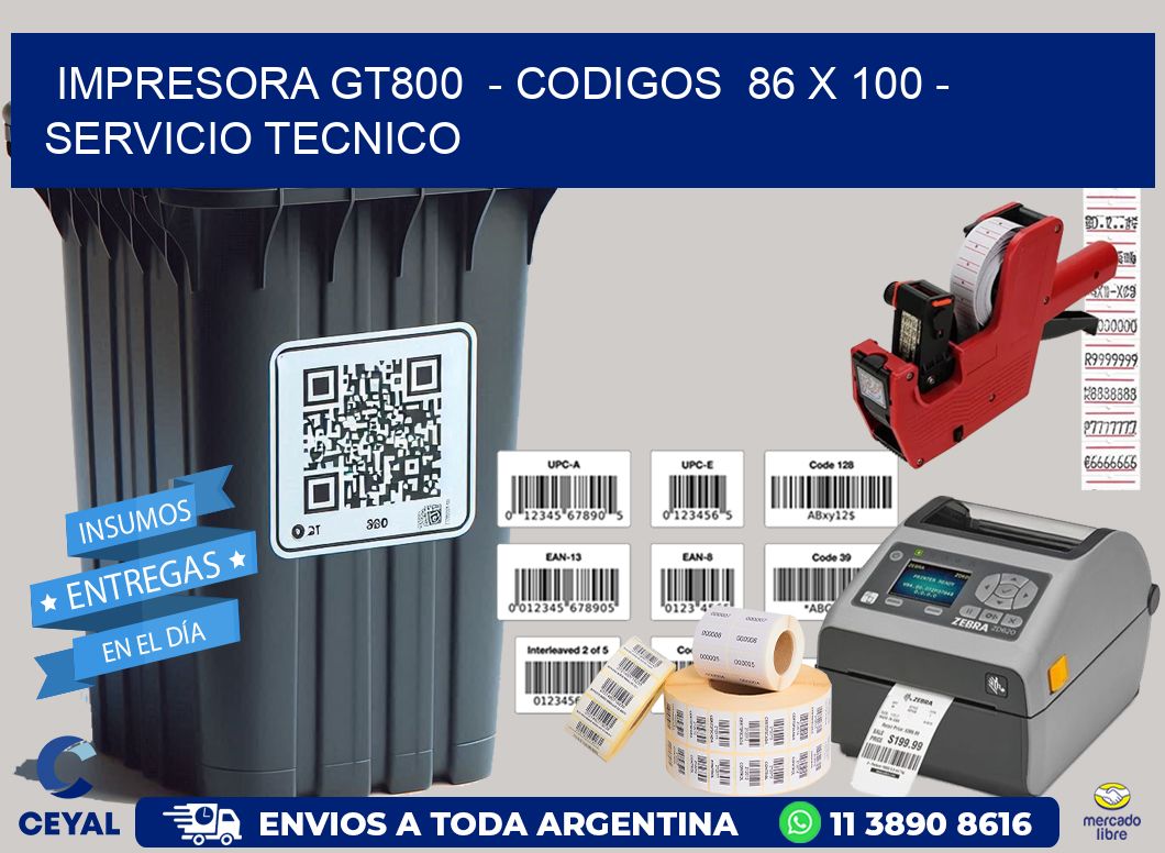 IMPRESORA GT800 - CODIGOS 86 x 100 - SERVICIO TECNICO