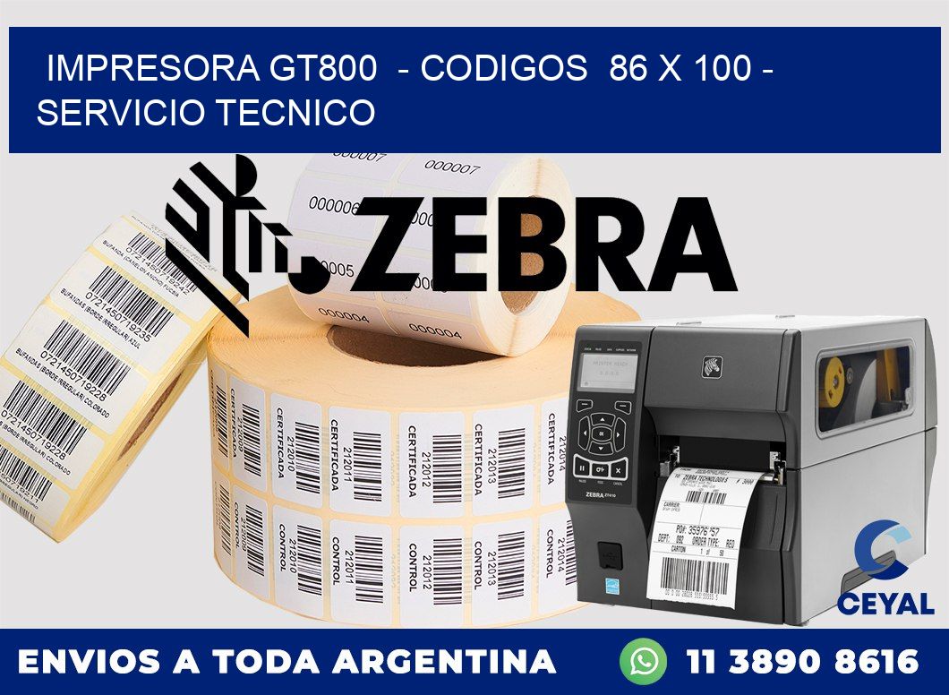 IMPRESORA GT800 - CODIGOS 86 x 100 - SERVICIO TECNICO