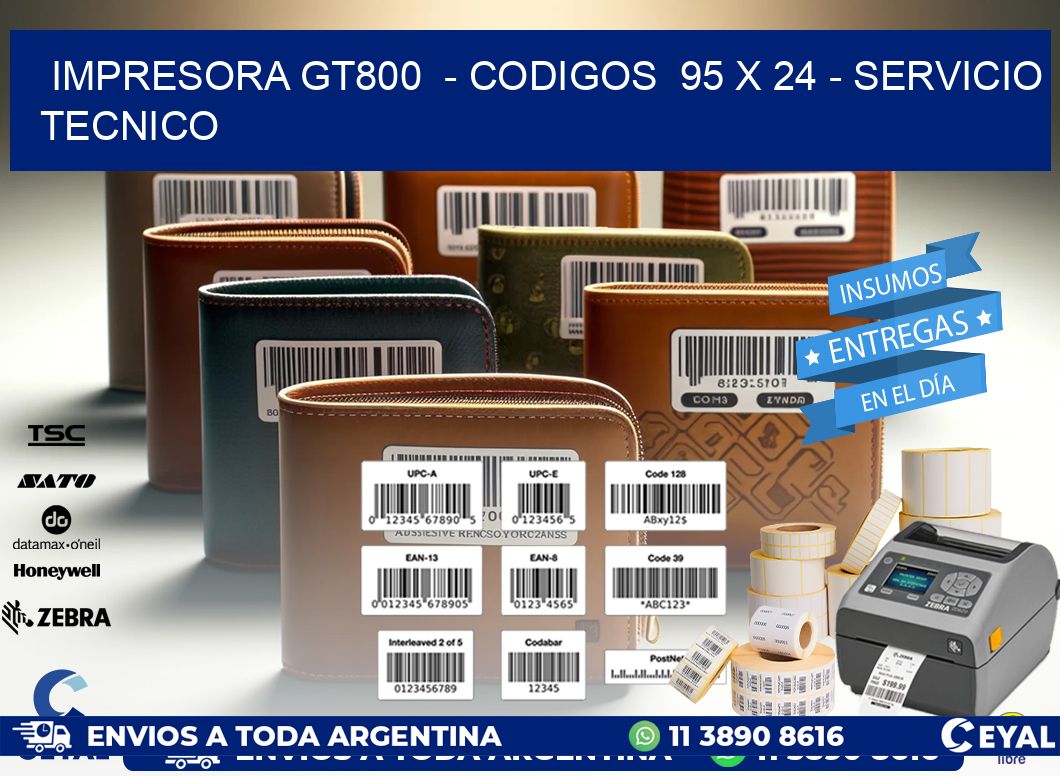 IMPRESORA GT800 - CODIGOS 95 x 24 - SERVICIO TECNICO
