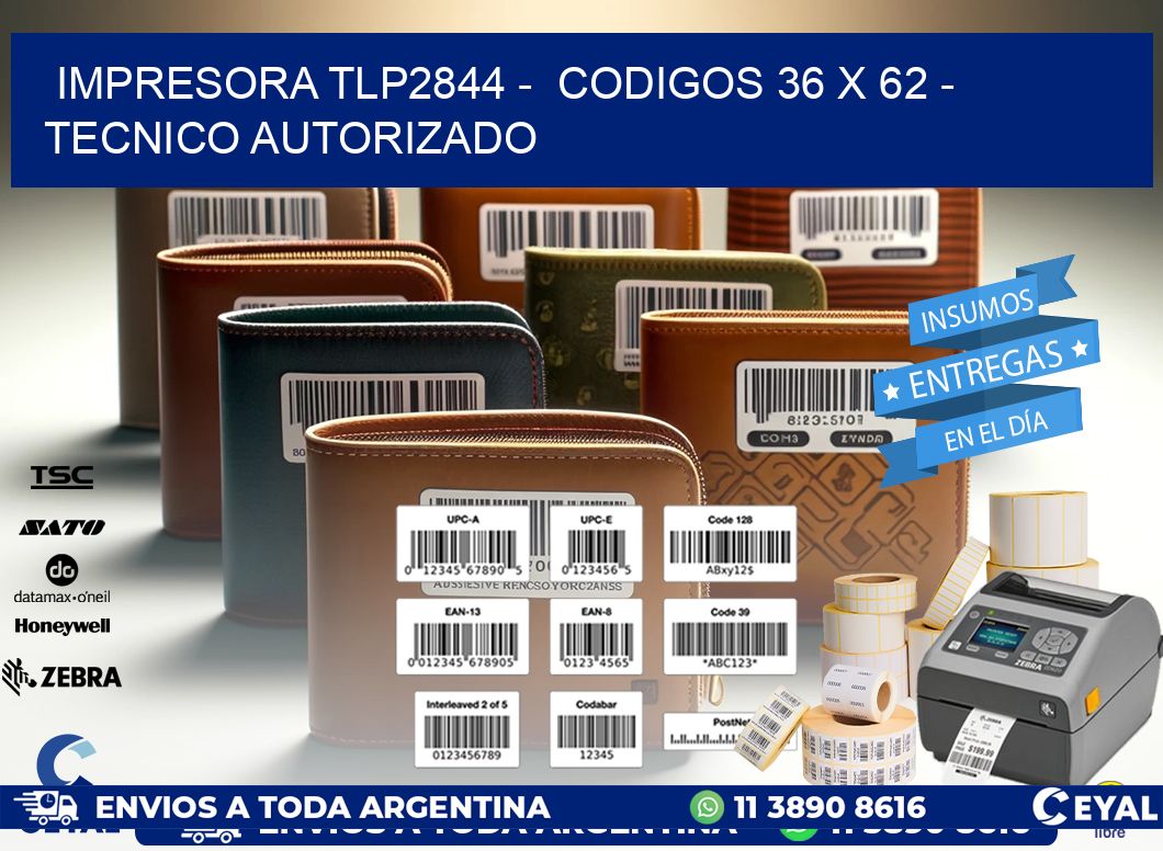 IMPRESORA TLP2844 - CODIGOS 36 x 62 - TECNICO AUTORIZADO