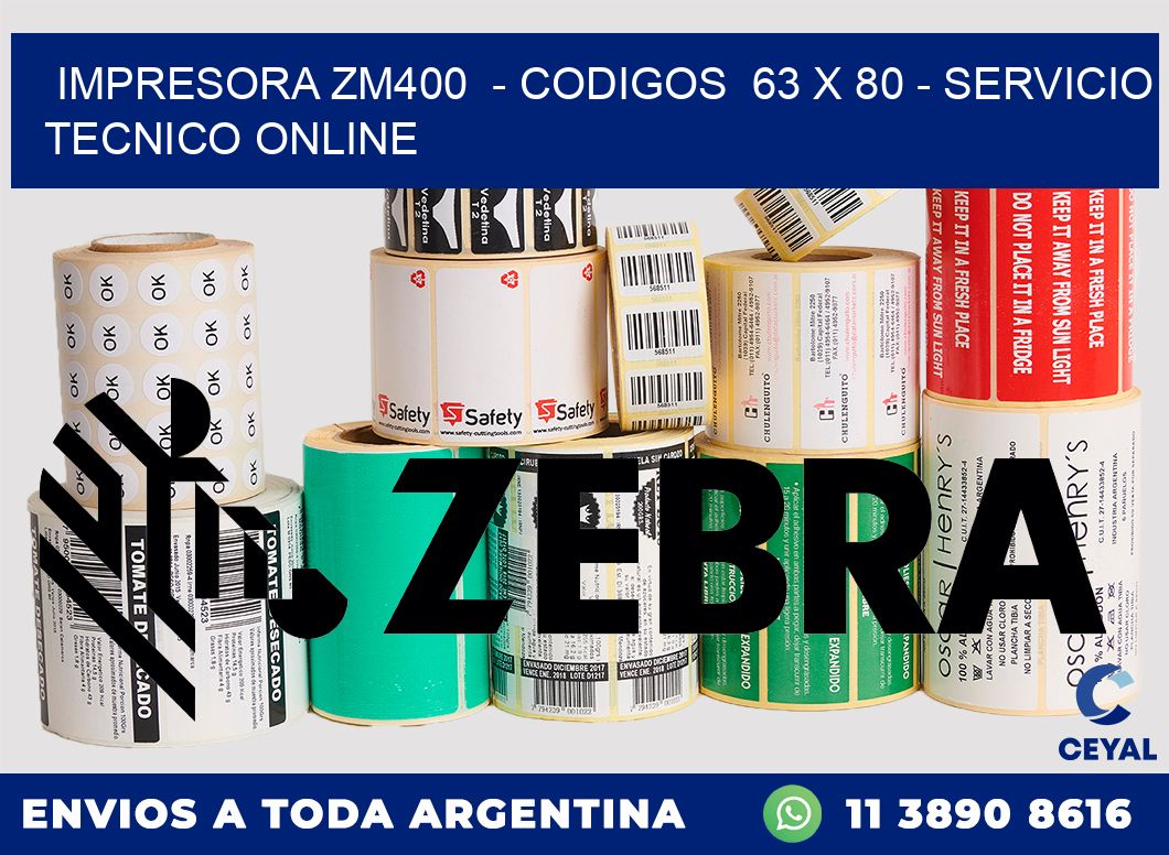 IMPRESORA ZM400  - CODIGOS  63 x 80 - SERVICIO TECNICO ONLINE