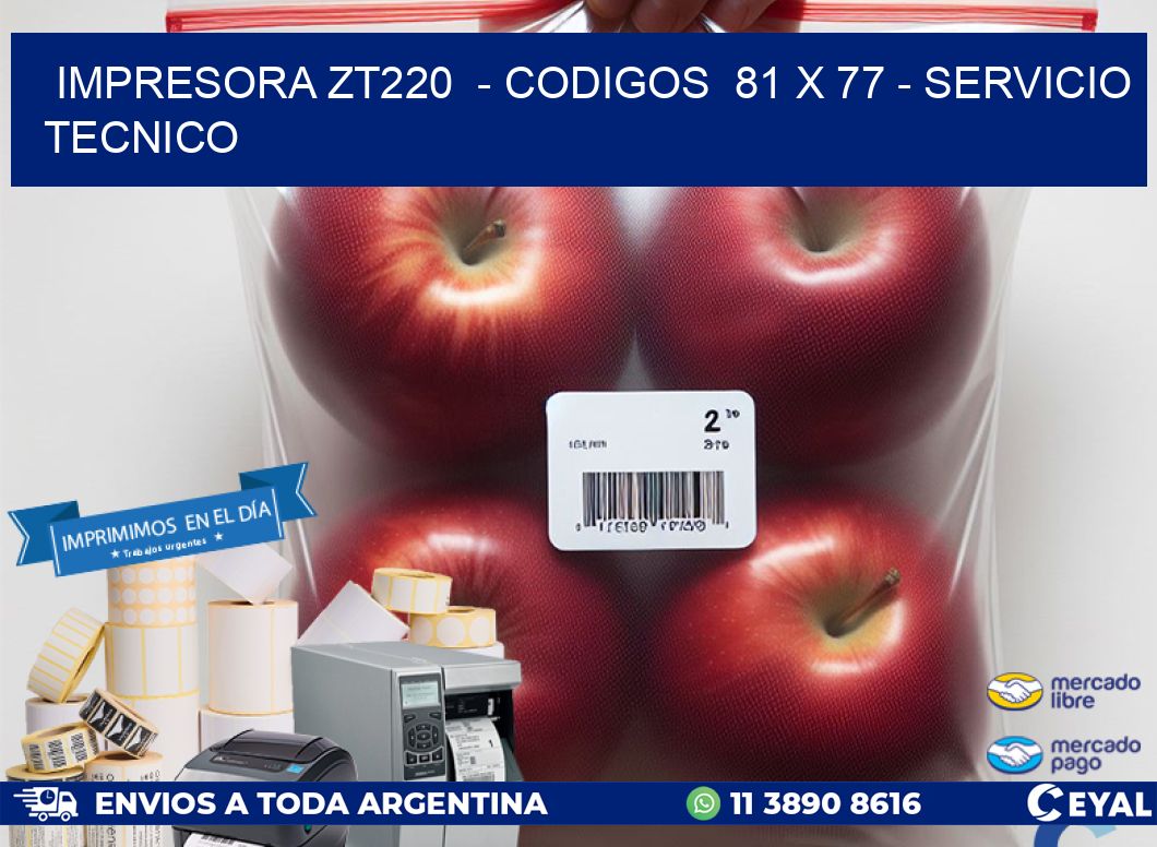 IMPRESORA ZT220 - CODIGOS 81 x 77 - SERVICIO TECNICO