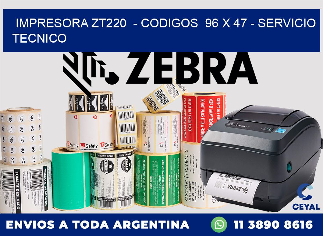 IMPRESORA ZT220 - CODIGOS 96 x 47 - SERVICIO TECNICO