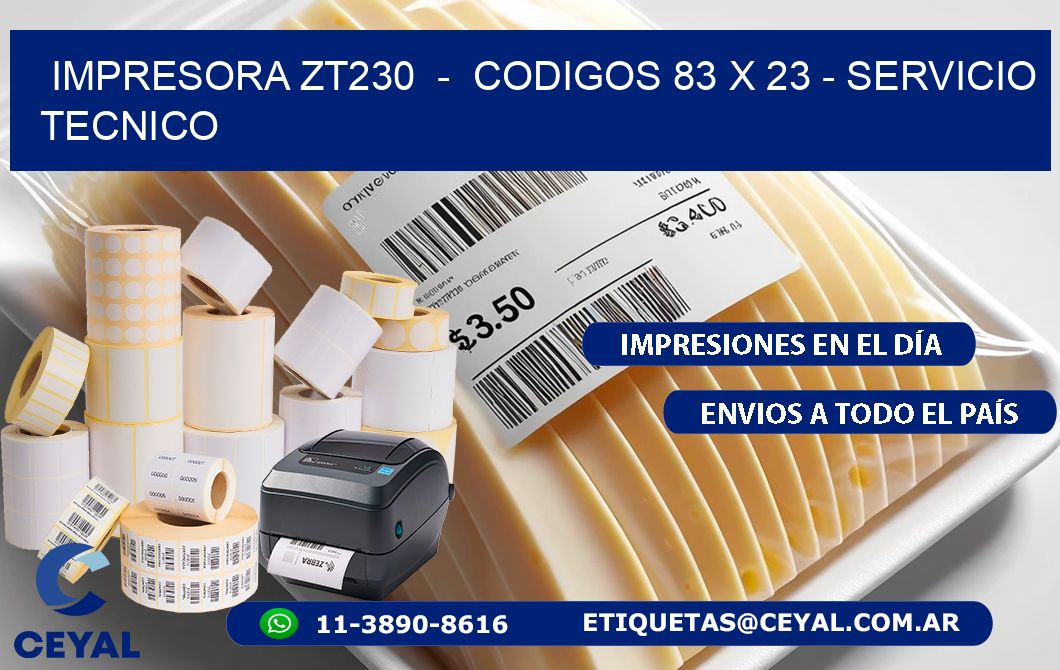 IMPRESORA ZT230  -  CODIGOS 83 x 23 - SERVICIO TECNICO