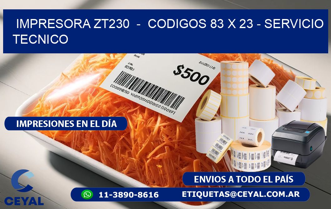 IMPRESORA ZT230  -  CODIGOS 83 x 23 - SERVICIO TECNICO