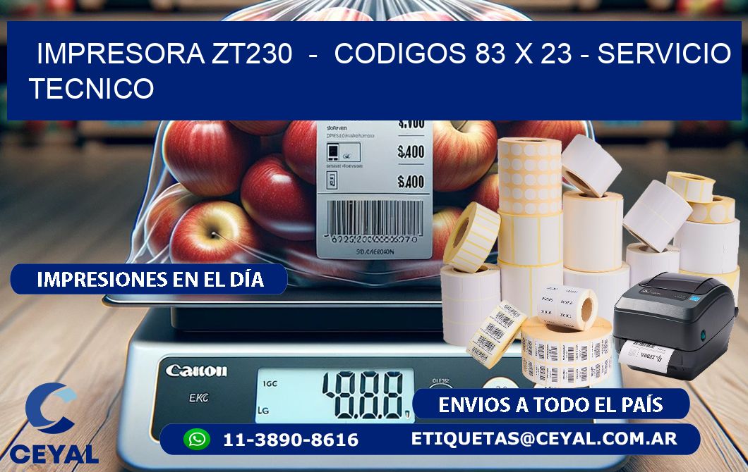 IMPRESORA ZT230  –  CODIGOS 83 x 23 – SERVICIO TECNICO