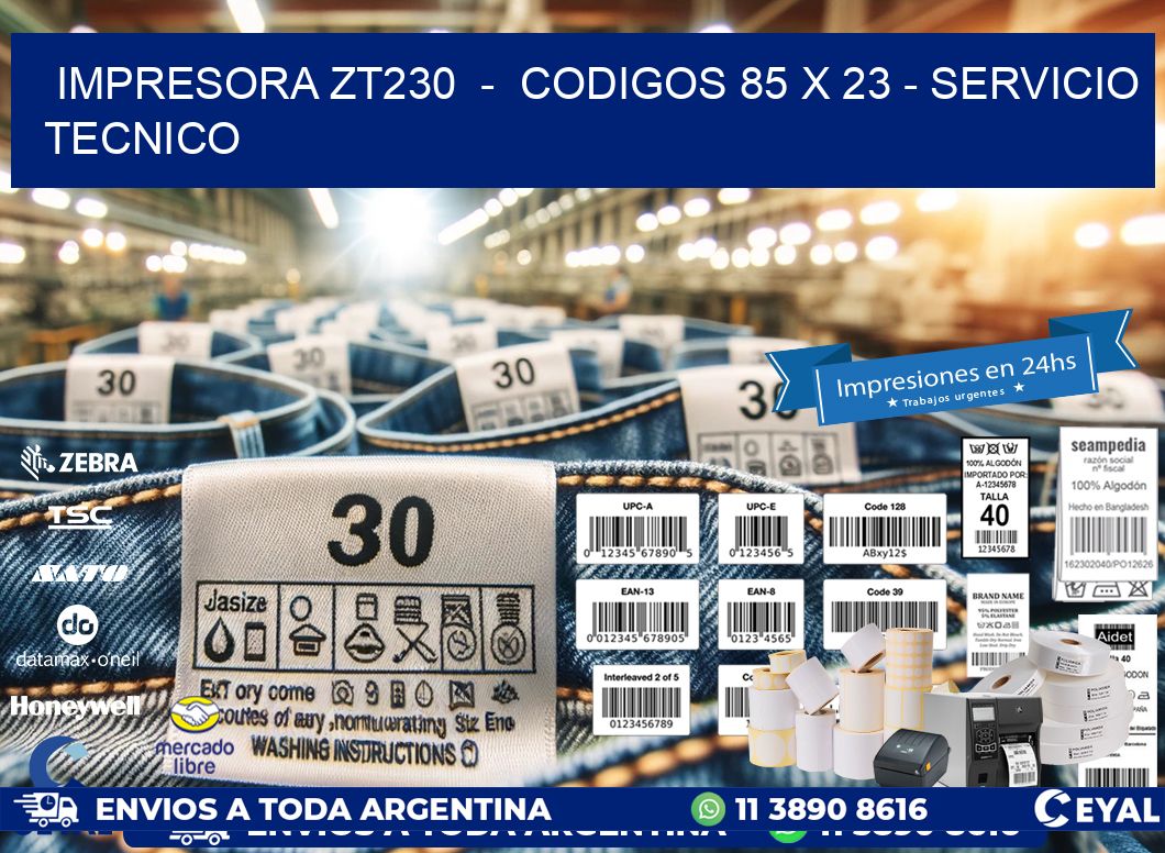 IMPRESORA ZT230  -  CODIGOS 85 x 23 - SERVICIO TECNICO