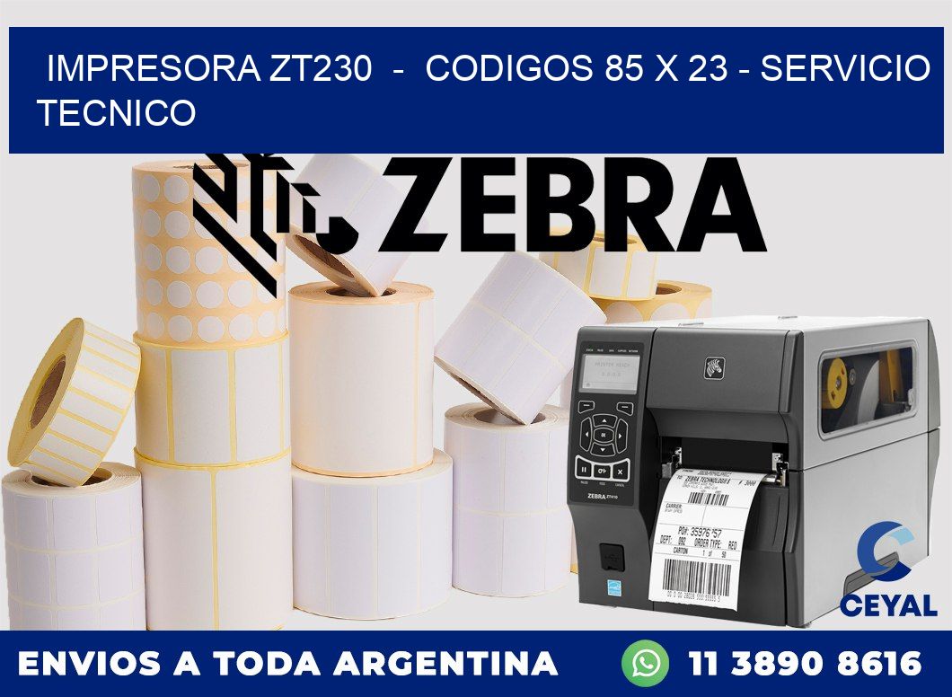 IMPRESORA ZT230  -  CODIGOS 85 x 23 - SERVICIO TECNICO