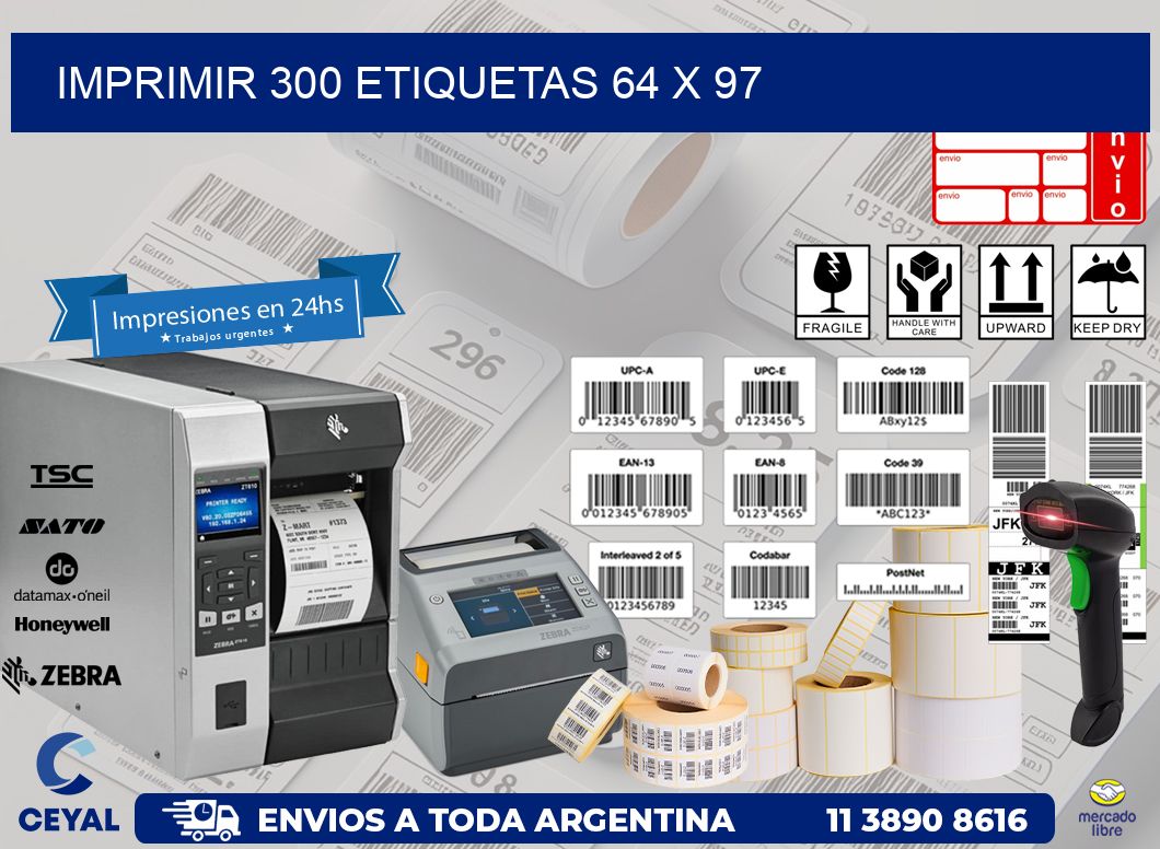 IMPRIMIR 300 ETIQUETAS 64 x 97