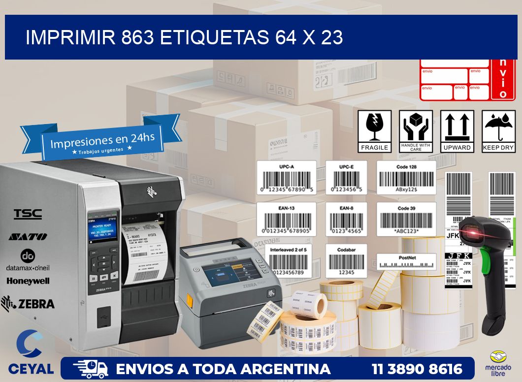 IMPRIMIR 863 ETIQUETAS 64 x 23