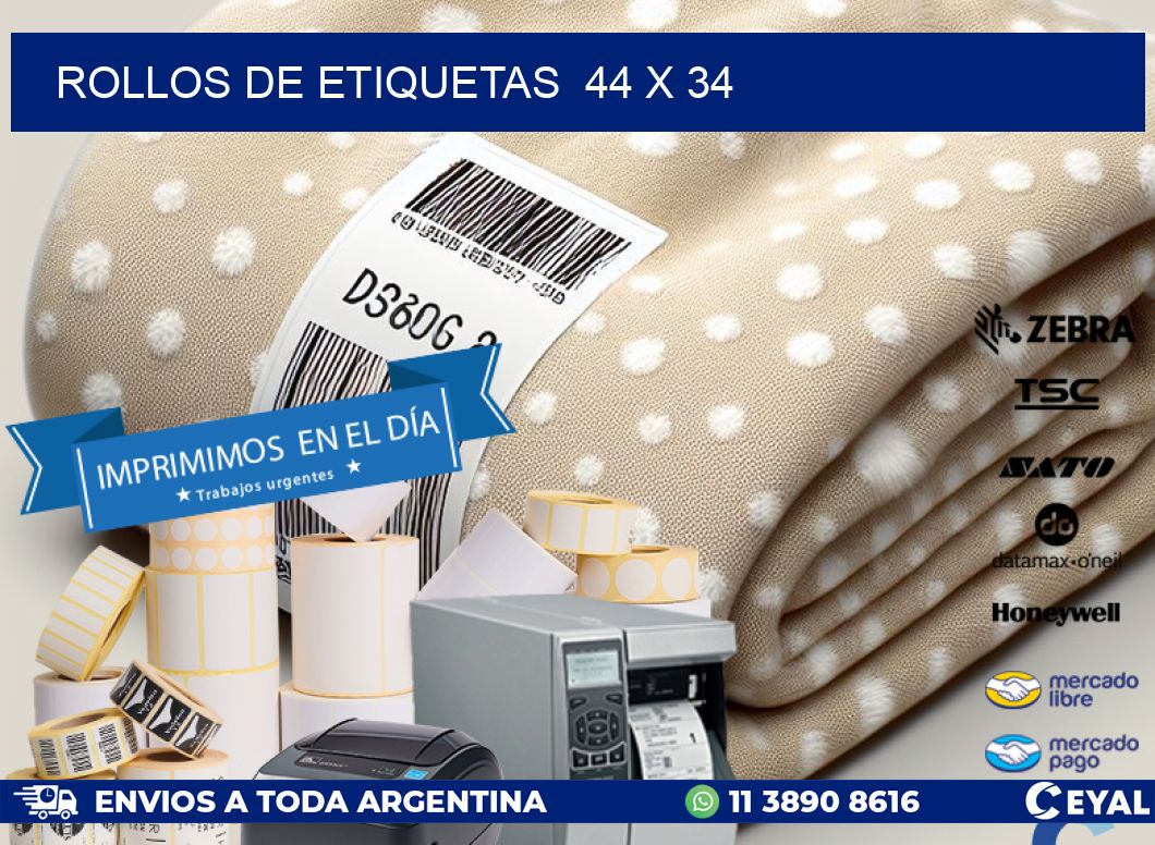 ROLLOS DE ETIQUETAS 44 x 34