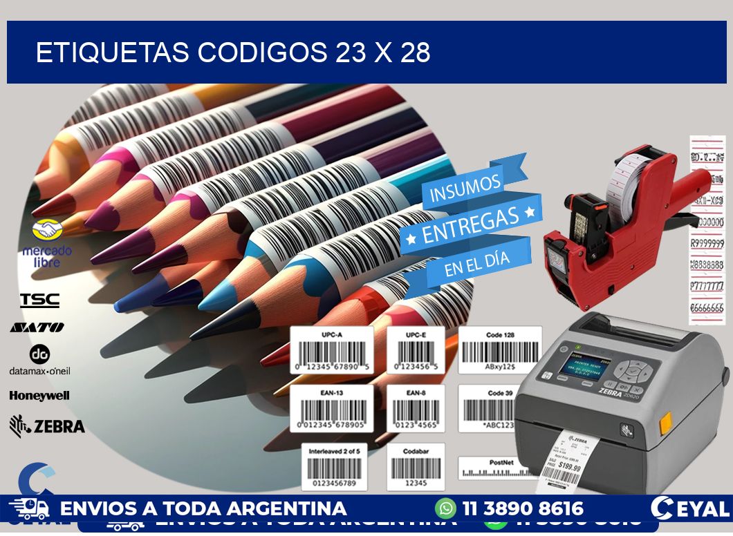 etiquetas codigos 23 x 28