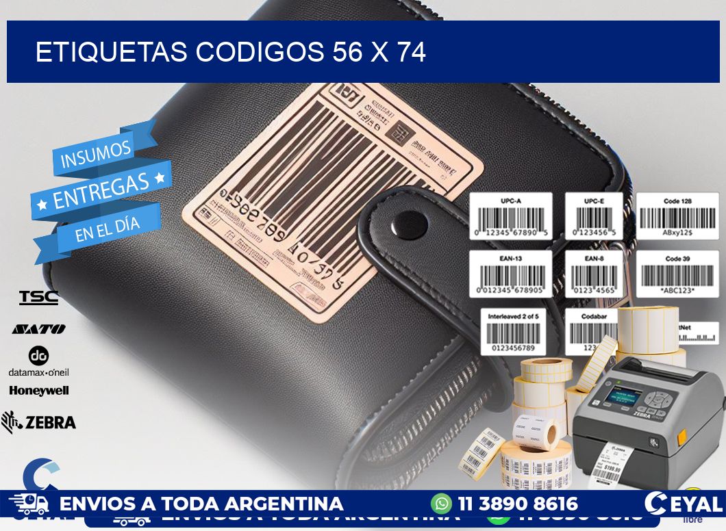 etiquetas codigos 56 x 74