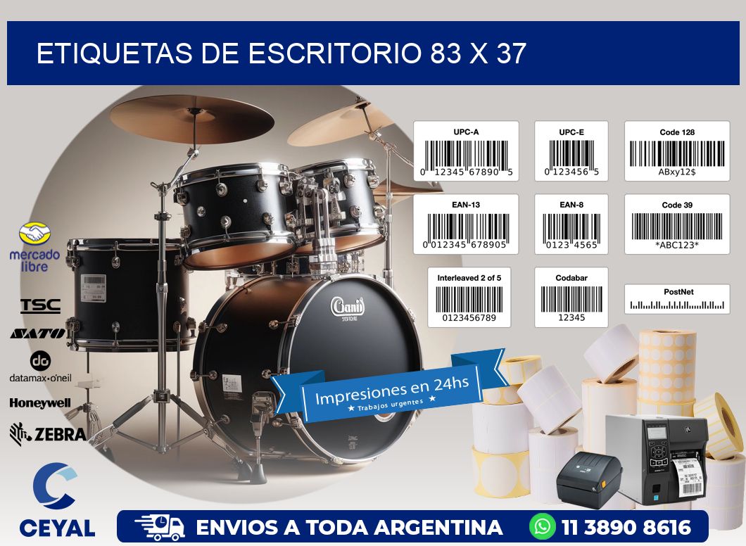etiquetas de escritorio 83 x 37
