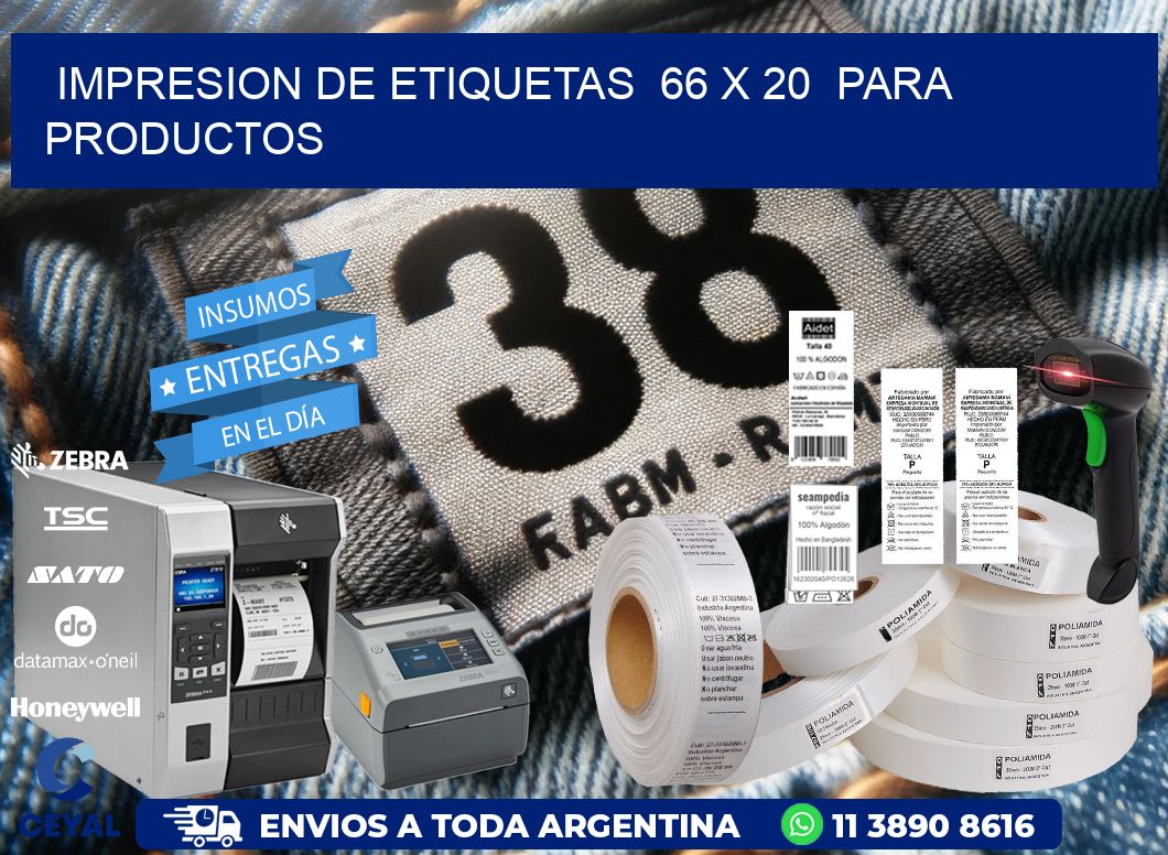 impresion de etiquetas  66 x 20  para productos