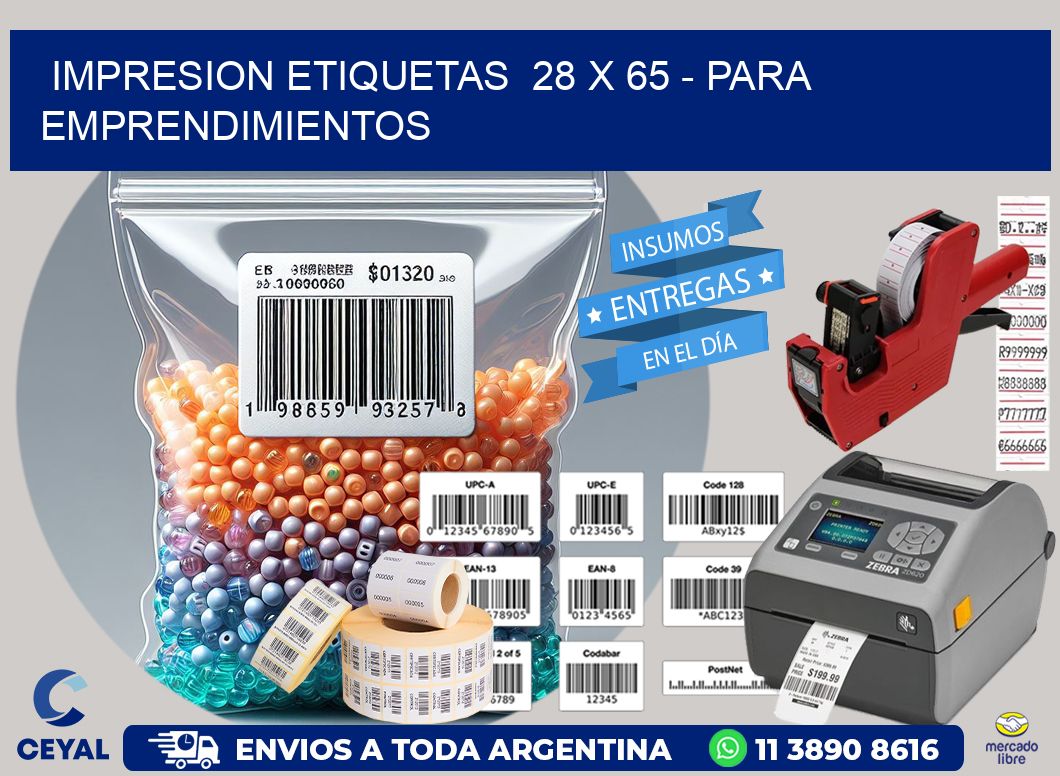 impresion etiquetas  28 x 65 - para emprendimientos