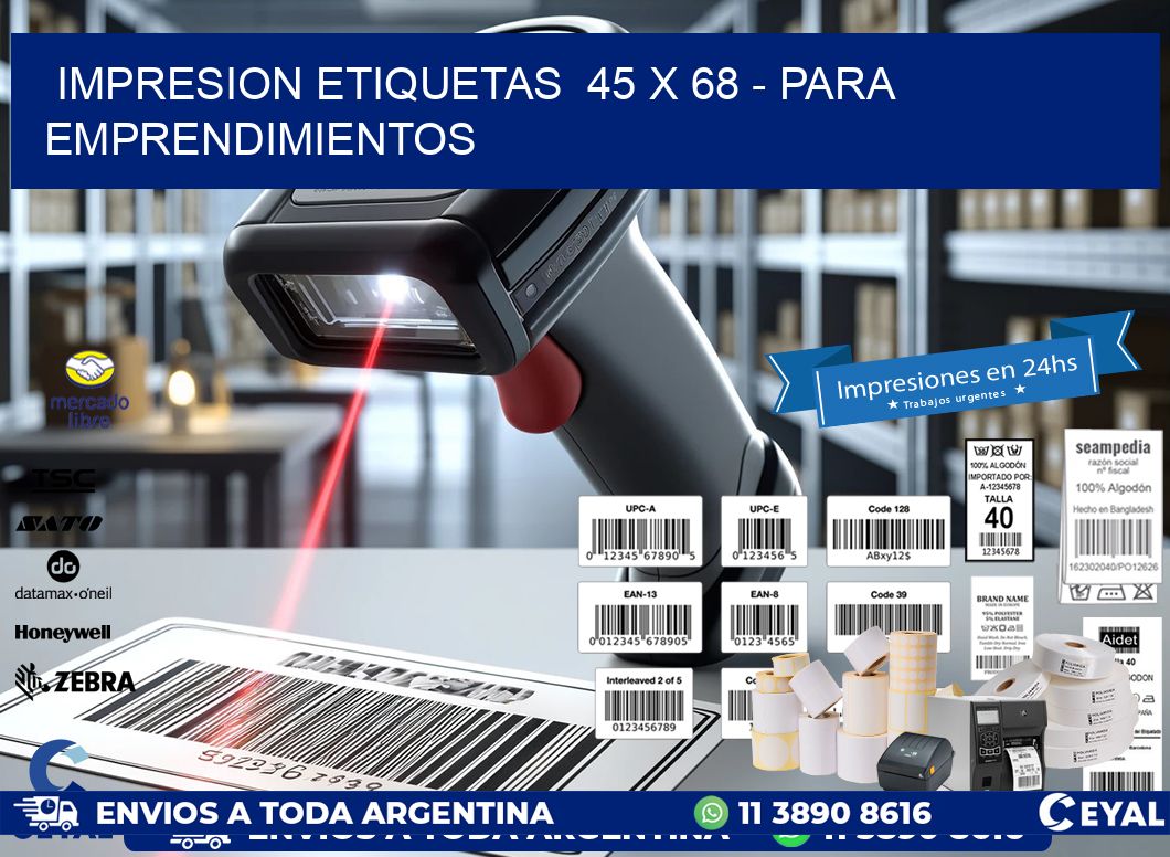 impresion etiquetas  45 x 68 - para emprendimientos