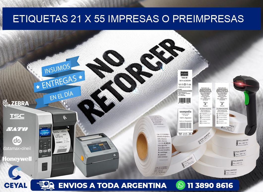 ETIQUETAS 21 x 55 IMPRESAS O PREIMPRESAS