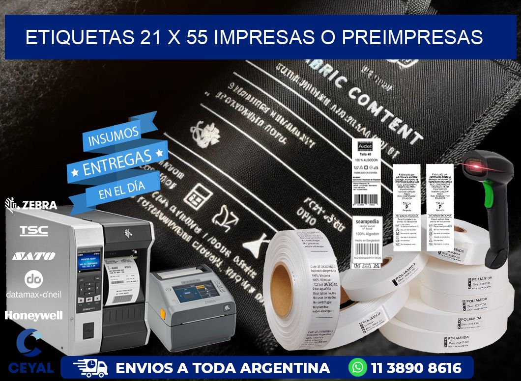 ETIQUETAS 21 x 55 IMPRESAS O PREIMPRESAS