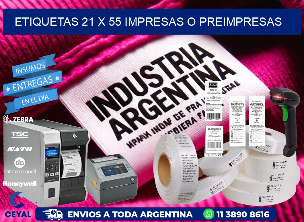 ETIQUETAS 21 x 55 IMPRESAS O PREIMPRESAS