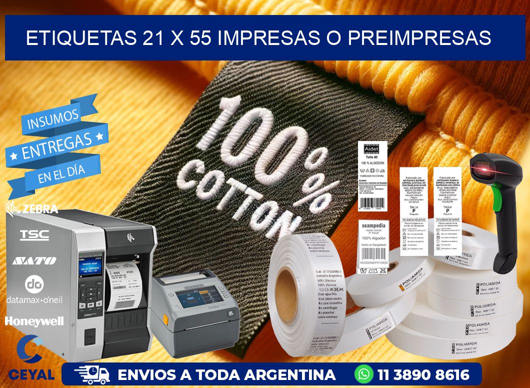 ETIQUETAS 21 x 55 IMPRESAS O PREIMPRESAS