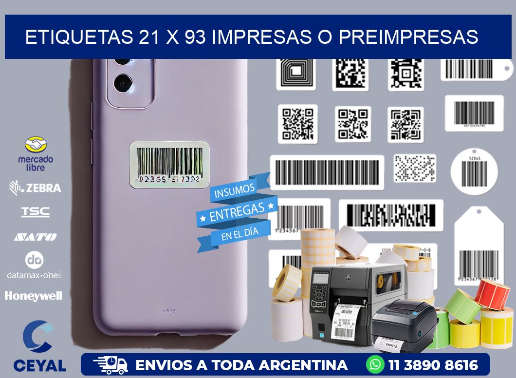 ETIQUETAS 21 x 93 IMPRESAS O PREIMPRESAS