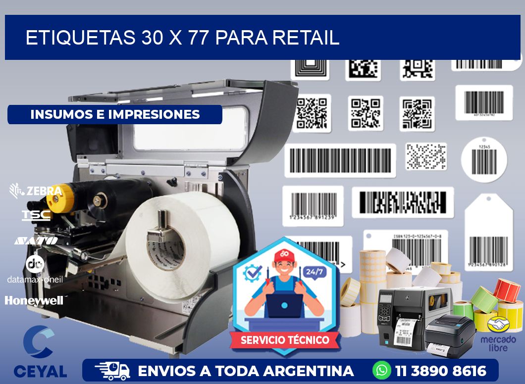 ETIQUETAS 30 x 77 PARA RETAIL