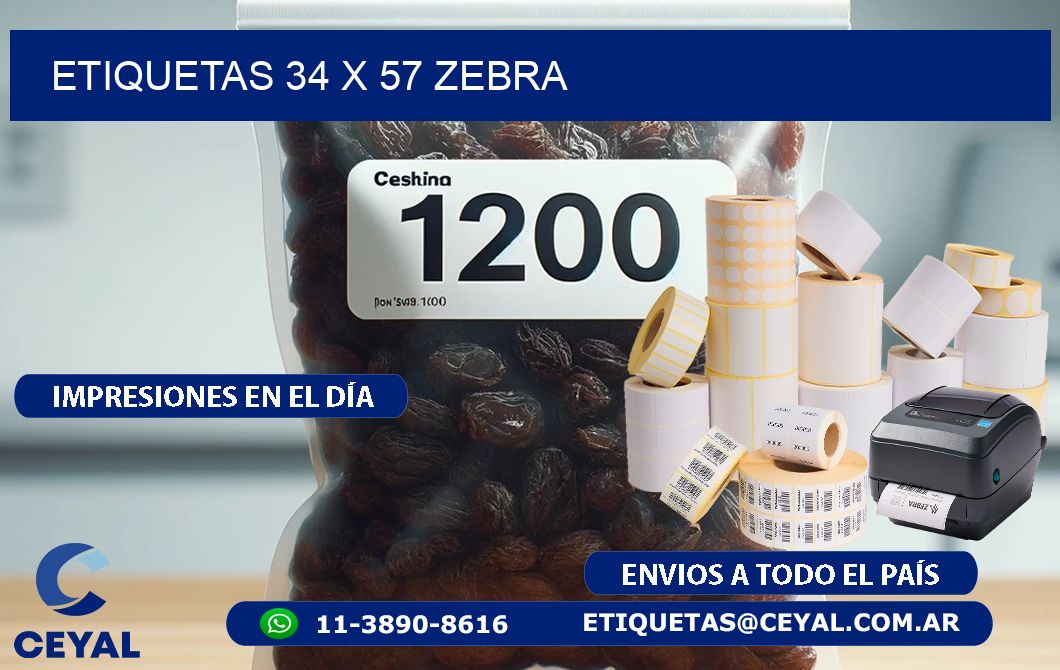 ETIQUETAS 34 x 57 ZEBRA