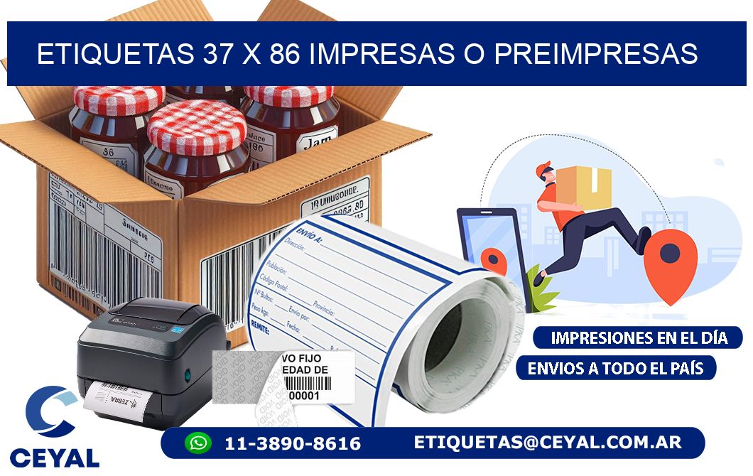 ETIQUETAS 37 x 86 IMPRESAS O PREIMPRESAS