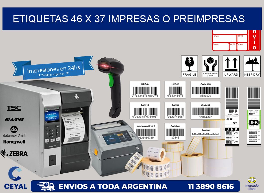 ETIQUETAS 46 x 37 IMPRESAS O PREIMPRESAS