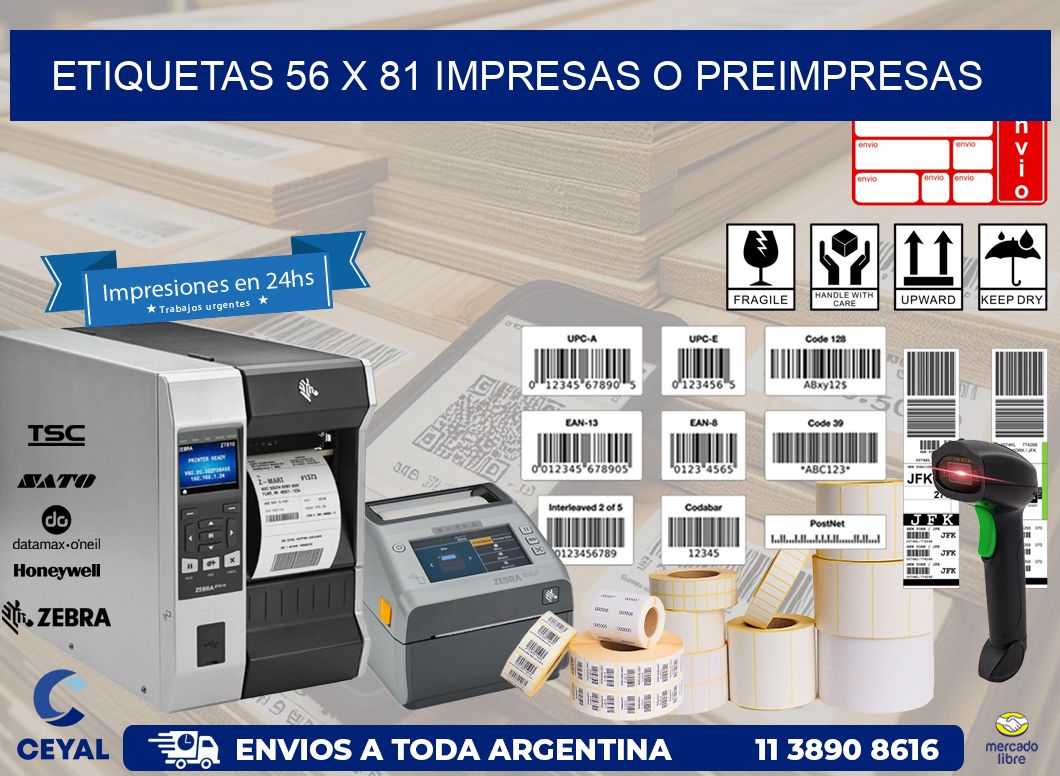 ETIQUETAS 56 x 81 IMPRESAS O PREIMPRESAS