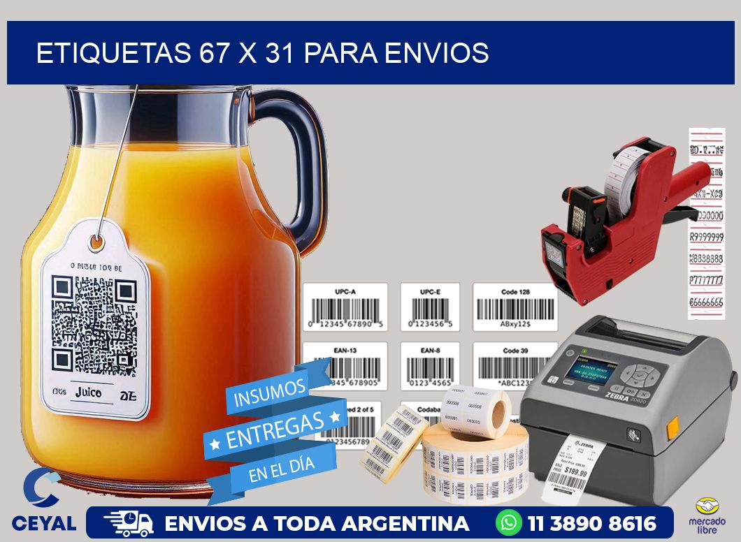 ETIQUETAS 67 x 31 PARA ENVIOS