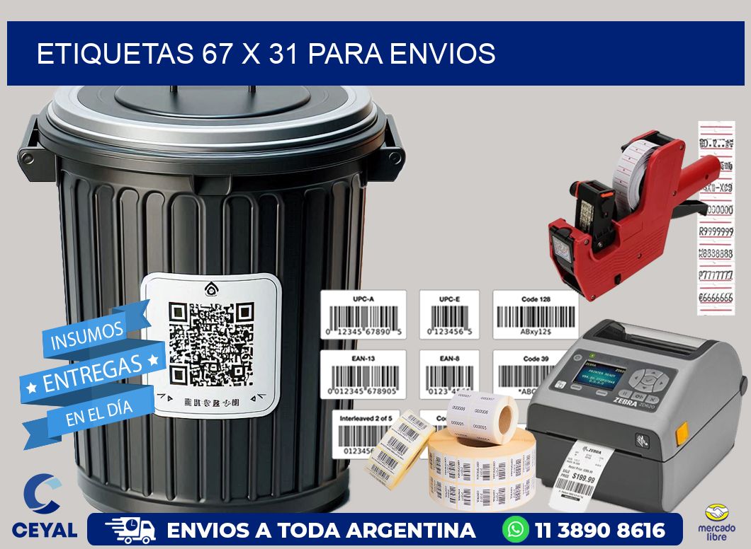 ETIQUETAS 67 x 31 PARA ENVIOS