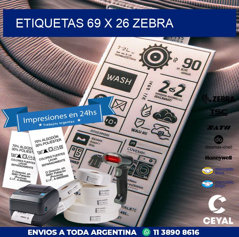 ETIQUETAS 69 x 26 ZEBRA